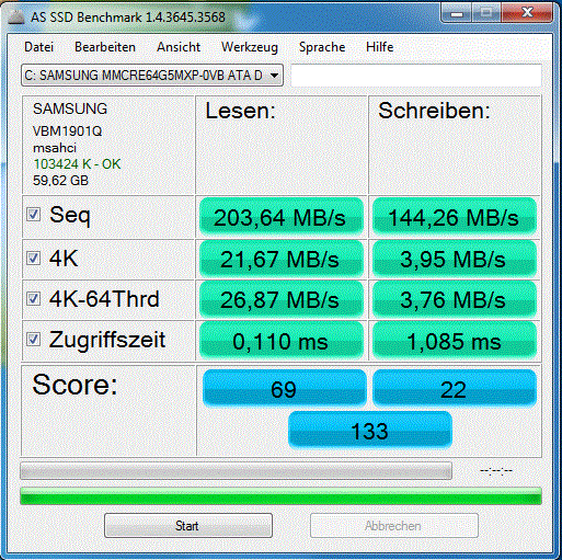 AS SSD Ergebnisse MMCRE64G5MXP